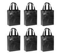 PATIKIL Black Gift Bags with Laser Coating, 6pcs Reusable Goodie Bags with Handle for Wedding Birthday Party Shopping Cosmetic, 8" x 4" x 10"