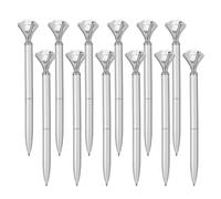 PATIKIL Black Ink Ballpoint Pen, 12 Pack Crystal Diamond Twist Metal Pen 1.0mm Medium Point for Note Taking Journaling, Silver Tone