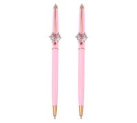 PATIKIL Black Ink Ballpoint Pen, 2pcs Crystal Diamond Twist Metal Pen 1.0mm Medium Point for Note Taking Journaling Gift Office, Pink