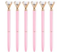 PATIKIL Black Ink Ballpoint Pen, 6 Pack Crystal Diamond Twist Metal Pen 1.0mm Medium Point for Note Taking Journaling Style 1, Pink