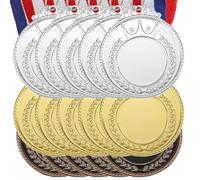 PATIKIL Blank Award Medals, 15 Pack Gold Silver Bronze Award Medals with Neck Ribbon, Make Your Medals Kit, Winner Medals Prize for Games Competitions