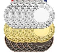 PATIKIL Blank Award Medals, 15 Pack Gold Silver Bronze, DIY Customization, Sports Games Competitions