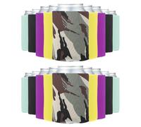 PATIKIL Blank Beer Can Cooler Sleeves,100Pcs Plain Bulk Collapsible Bottle Sleeve Insulated Foam Can Cover for 10oz Bottle Wedding Party HTV Sublimation, Black/Camouflage/Yellow/Green/Pink