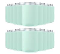 PATIKIL Blank Beer Can Cooler Sleeves, 50Pcs Plain Bulk Collapsible Bottle Sleeve Insulated Foam Can Cover for 10oz Bottle Can Wedding Party Events HTV Sublimation, Mint Green