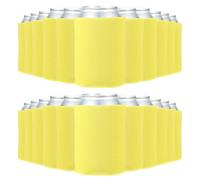 PATIKIL Blank Beer Can Cooler Sleeves, 50Pcs Plain Bulk Collapsible Bottle Sleeve Insulated Foam Can Cover for 10oz Bottle Can Wedding Party Events HTV Sublimation, Yellow