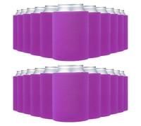 PATIKIL Blank Beer Can Cooler Sleeves, 50Pcs Plain Bulk Collapsible Bottle Sleeve Insulated Foam Can Cover for 10oz Bottle Can Wedding Party Events HTV Sublimation, Purple