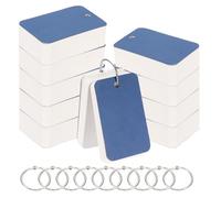 PATIKIL Blank Index Cards with Ring, 1000Pcs Blank Flash Card 3.5x2 Study Note Cardstock for Memory Learning Studying Office Supplies, Dark Blue White