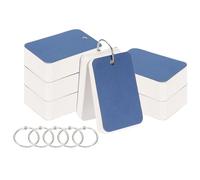 PATIKIL Blank Index Cards with Ring, 600Pcs Blank Flash Card 3.5x2 Study Note Cardstock for Memory Learning Studying Office Supplies, Dark Blue White
