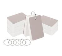 PATIKIL Blank Index Cards with Ring, 600Pcs Blank Flash Card 3.5x2 Study Note Cardstock for Memory Learning Studying Office Supplies, Grey White