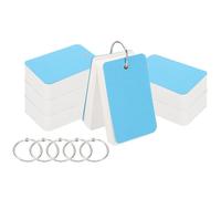 PATIKIL Blank Index Cards with Ring, 600Pcs Blank Flash Card 3.5x2 Study Note Cardstock for Memory Learning Studying Office Supplies, Blue White