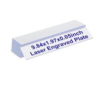 PATIKIL Blank Name Plates, 9.84x1.97 Engraved Name Plates Name Plate Personalized Custom Door Signs Desk Tags for Office Classroom, White with Blue Letter, 15 Pcs