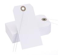 PATIKIL Blank Shipping Tags, 100Pcs 4-3/4" x 2-3/8" Shipping Tags with Wire Manila Hang Label Tag with Reinforced Eyelet for Inventory Gift Label, White
