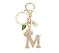 PATIKIL Bling Crown Initial Letter Keychain for Women, Bling Letter A-Z Key Chain Charm Crystal Diamonds Decorative Alphabet Pendants for Car Keys Purse Handbag Backpack Bag, Gold-M