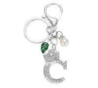 PATIKIL Bling Crown Initial Letter Keychain for Women, Bling Letter A-Z Key Chain Charm Crystal Diamonds Decorative Alphabet Pendants for Car Keys Purse Handbag Backpack Bag, Silver-C