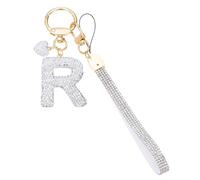 PATIKIL Bling Letter Keychain, Sparkly Initial Keychains Diamond Letters Key Wristlet for Girls Women Bag Decorations Car Backpack Accessories, Silver-R