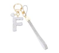 PATIKIL Bling Letter Keychain, Sparkly Initial Keychains Diamond Letters Key Wristlet for Girls Women Bag Decorations Car Backpack Accessories, Silver-F