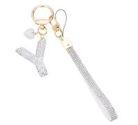 PATIKIL Bling Letter Keychain, Sparkly Initial Keychains Diamond Letters Key Wristlet for Girls Women Bags Decorations Car Backpack Accessories, Black-Y