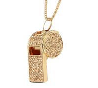 PATIKIL Bling Whistle, Crystal Rhinestone Metal Whistle with Chain Loud Crisp Sound for Coach Referee Captain Basketball Survival, Yellow