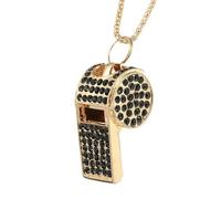 PATIKIL Bling Whistle, Crystal Rhinestone Metal Whistle with Chain Loud Crisp Sound for Coach Referee Captain Basketball Survival, Black