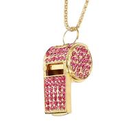 PATIKIL Bling Whistle, Crystal Rhinestone Metal Whistle with Chain Loud Crisp Sound for Coach Referee Captain Basketball Survival, Fuchsia