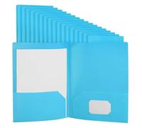 PATIKIL Blue Plastic Folders with Pockets, 24 Pack Plastic Pocket Folders Two Pocket Letter Size Heavy Duty for Office Business Card Holder, 9.3x11.4inch