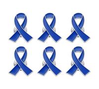 PATIKIL Blue Ribbon Awareness Pin, 6 Pcs Enamel Ribbon Brooch Lapel Pin with Secure Clutch Back for Awareness Fundraising Charity Events, 2.6x2.1cm