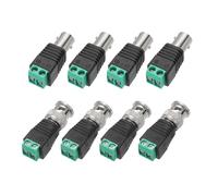 PATIKIL BNC Male Balun Connector, 10 Pairs Coaxial Cat5 to BNC Male Connector BNC to 2 Screw Camera Terminal Male Adapter for CCTV Surveillance, Camera System, Black/Green