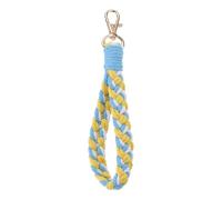 PATIKIL Boho Macrame Keychain, Handmade Wristlet Bracelet Keychain Keyring Holder Key Wrist Lanyard for Women Girls, Yellow Blue