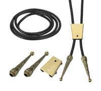 PATIKIL Bolo Tie Findings Kit, Bolo Tie Accessories Includes Slide Clasps, 2 Cord End Caps, 1Yard Black Leather Braided Cord for DIY Western Necklace Jewelry Making, Bronze