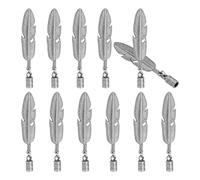 PATIKIL Bolo Tie Tips, 12Pcs 3 Inch Alloy Feather Bolo Tie Supplies Replacement Cord End Caps 5mm Diameter for DIY Crafts Necklace Decor, Silver Tone