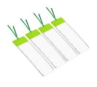 PATIKIL Bookmark Magnifier with Ruler, 4 Pack 3X Magnifying Sheet Page Magnifier Lens for Low Vision People Reading Book Magazine Newspaper, Green
