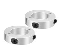 PATIKIL Bore 35mm Double Split Shaft Collar 60mm OD 15mm Thickness, 2 Pack Aluminum Alloy Locking Collar Clamp Style with Set Screw for Machine Tools Industry, Silver