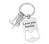 PATIKIL Bottle Opener Keychain, Funny Key Chain Gifts from Son for Birthday Father's Day Thanksgiving Christmas Gifts, Love You Daddy, Silver