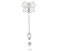 PATIKIL Bow Badge Reel, Acrylic Bow Badge Holder 2.01"x1.65" ID Name Holder Reels Accessories with Retractable Cord & Alligator Clip for Office Worker Teacher, White