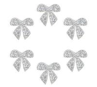 PATIKIL Bow Rhinestone Patches, 6 Pcs Bow Shape Sew/Iron on Applique Patches Rhinestone Applique Glitter Crystal Patches for Shoes Clothes Pants Bags Hats Shirts DIY Crafts, Silver