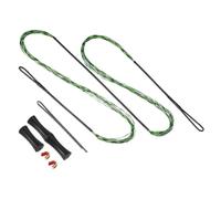PATIKIL Bow String Replacement with 2 Pcs Brass Nocks 1 Set of Silicone Finger Tab for AMO 60", 16 Strands Traditional Long Bow Recurve Bow String, Green-Black