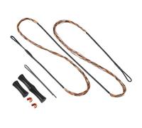 PATIKIL Bow String Replacement with 2 Pcs Brass Nocks 1 Set of Silicone Finger Tab for AMO 64", 12 Strands Traditional Long Bow Recurve Bow String, Black-Brown