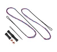 PATIKIL Bow String Replacement with 2 Pcs Brass Nocks 1 Set of Silicone Finger Tab for AMO 66", 14 Strands Traditional Long Bow Recurve Bow String, Red-Blue