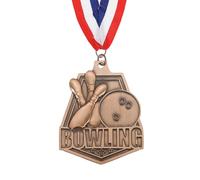 PATIKIL Bowling Games Embossing Copper Award Medals with Red & White & Blue Ribbons, Winner Medals Gold Silver Bronze Prizes for Competitions Sports Party, Copper