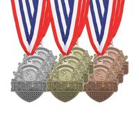 PATIKIL Bowling Games Gold Silver Bronze Award Medals with Red & White & Blue Ribbons, 9 Pcs Winner Medals Prizes for Competitions Sports Party, Gold/Silver/Red