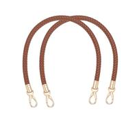 PATIKIL Braided Purse Straps 40cm / 15.7", 2 Pack PU Leather Handbag Handles Replacement with Gold Buckle for DIY Purse Handbag Tote Making Accessories, Light Brown