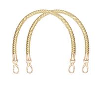 PATIKIL Braided Purse Straps 40cm / 15.7", 2 Pack PU Leather Handbag Handles Replacement with Gold Buckle for DIY Purse Handbag Tote Making Accessories, Golden