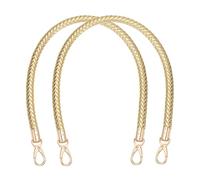PATIKIL Braided Purse Straps 60cm / 23.6", 2 Pack PU Leather Handbag Handles Replacement with Gold Buckle for DIY Purse Handbag Tote Making Accessories, Golden