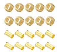 PATIKIL Brass Compression Sleeves Ferrules, 40 Pack 10mm ID x 10mm OD Hose Tube Brass Ferrule Brass Compression Insert Fitting Assortment Kit for Air Water Gas Pipe