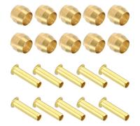 PATIKIL Brass Compression Sleeves Ferrules, 40 Pack 4mm ID x 4mm OD Hose Tube Brass Ferrule Brass Compression Insert Fitting Assortment Kit for Air Water Gas Pipe