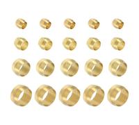 PATIKIL Brass Compression Sleeves Ferrules for 4mm/6mm/8mm/10mm OD Tube, 80 Pack Brass Ferrule Fitting Brass Compression Tube Fitting Ring Assortment Kit for Air Water Gas Pipe
