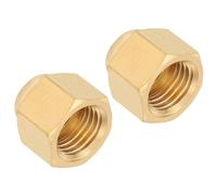 PATIKIL Brass Flare Cap, 2pcs 1/4" Tube OD SAE 45 Degree Brass Pipe Fittings Hex Tubing Fittings Threaded Sealing End Cap for Refrigeration Gas Hydraulic