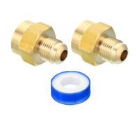 PATIKIL Brass Flare Tube Fitting, 2pcs Union Coupling Gas Adaptor 3/8" SAE 45° Flare Male to 1/2" NPT Female Pipe Connector Adapters with PTFE Tape for Refrigeration Gas System
