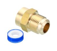 PATIKIL Brass Flare Tube Fitting, Union Coupling Gas Adaptor 5/8" SAE 45° Flare Male to 1/2" NPT Female Pipe Connector Adapter with PTFE Tape for Refrigeration Gas System