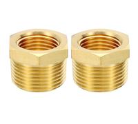PATIKIL Brass Hex Bushing, 2Pcs 1/2" NPT Female x 3/4" NPT Male Thread Brass Pipe Fittings Reducer Tubing Adapter Connector Hose Reducing for Water, Air, Oil, Gas Line